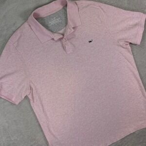 Vineyard Vines Men's Edgartown Polo Shirt Size L Pink Whale Logo Stretch Preppy